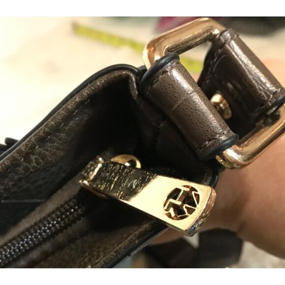 Hilary Radley Purse Brown Leather Crossbody Croc Embossed & Leopard Lining 10 x - Picture 13 of 15